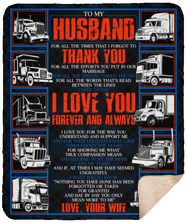 Trucker To My Husband Sherpa Fleece Blanket