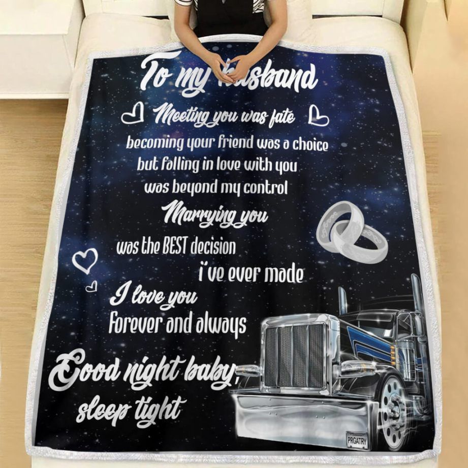 Trucker To My Husband Sherpa Fleece Blanket