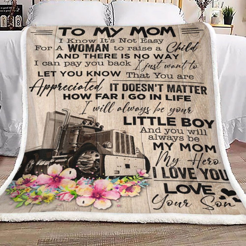 Truckers Mom Sherpa Fleece Blanket