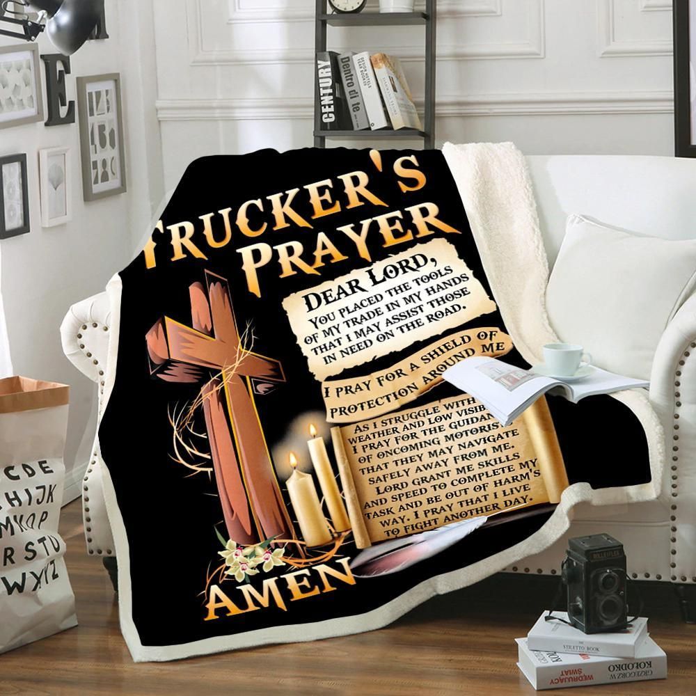 Truckers Prayer Sherpa Fleece Blanket
