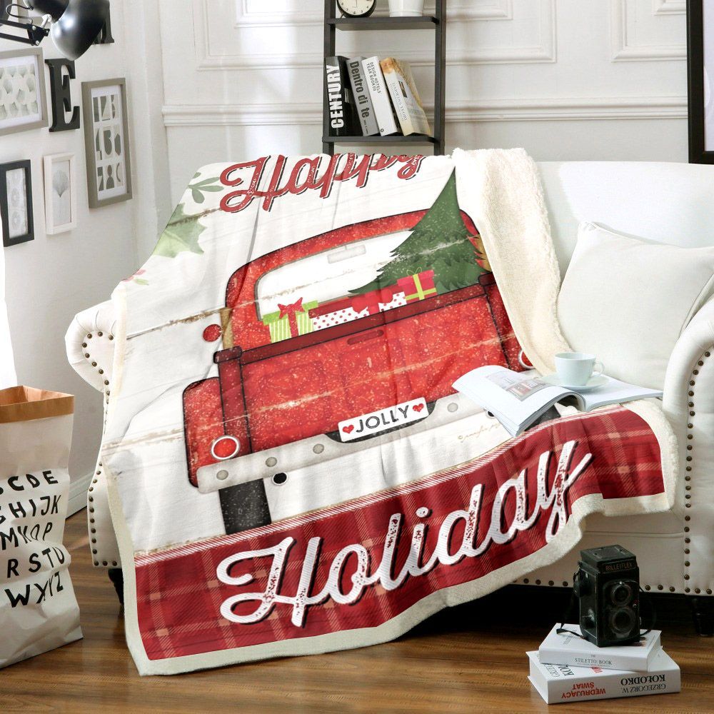 Trucks Christmas Sherpa Fleece Blanket