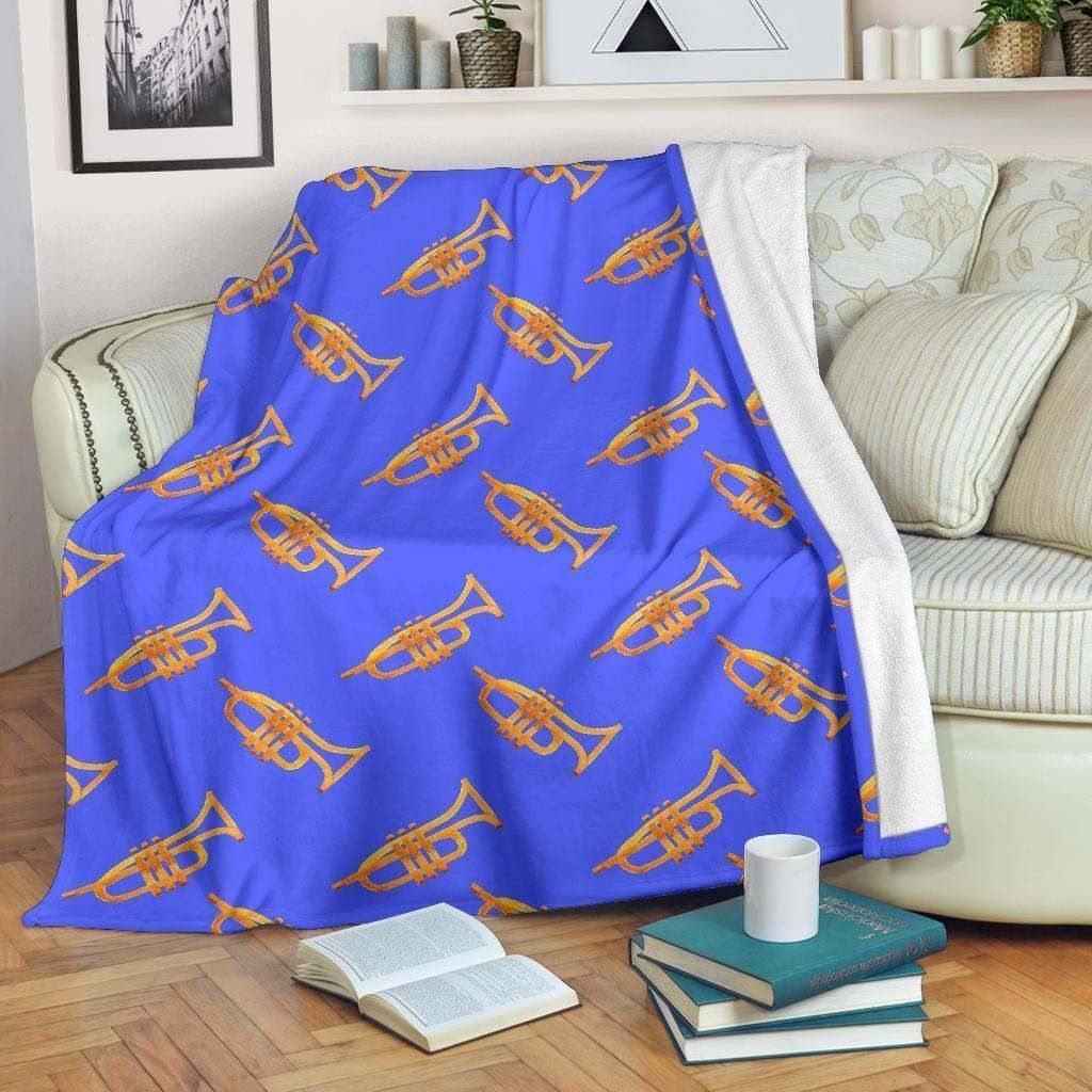 Trumpet Blue Sherpa Fleece Blanket
