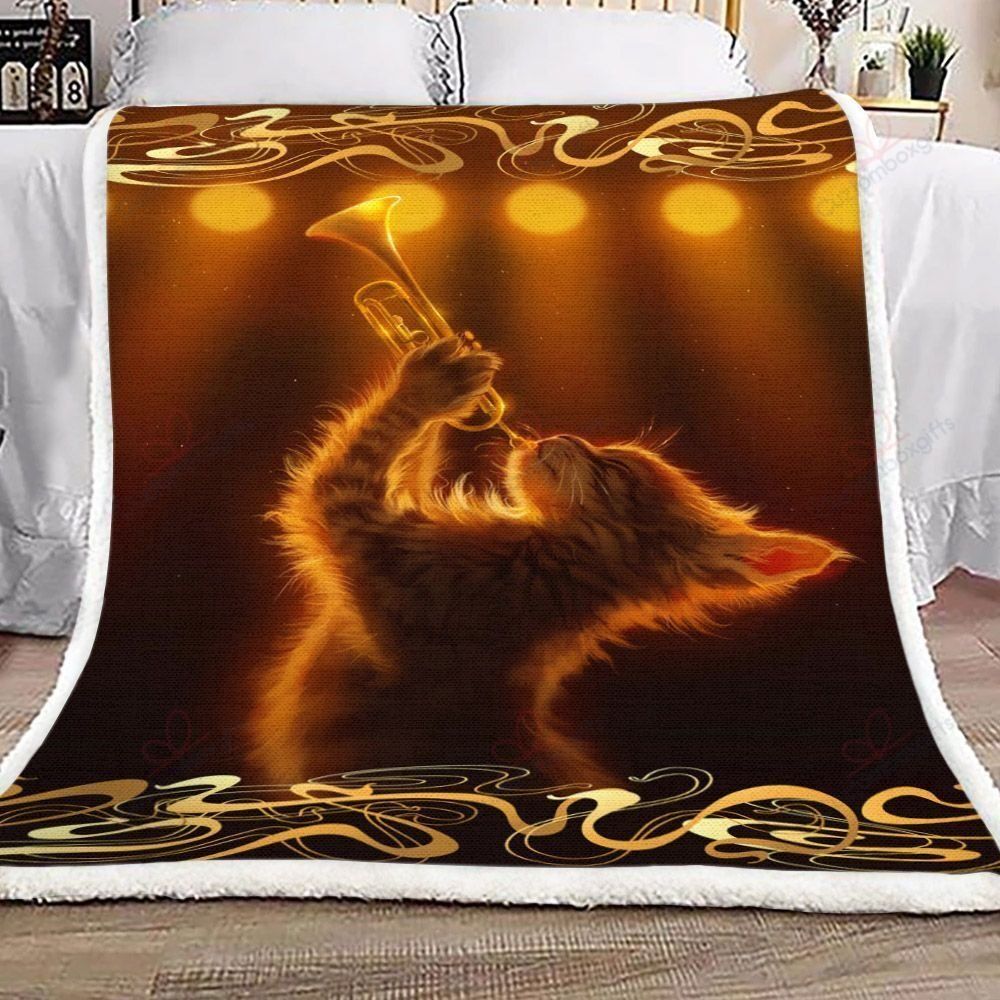 Trumpet Cat Fleece Blanket