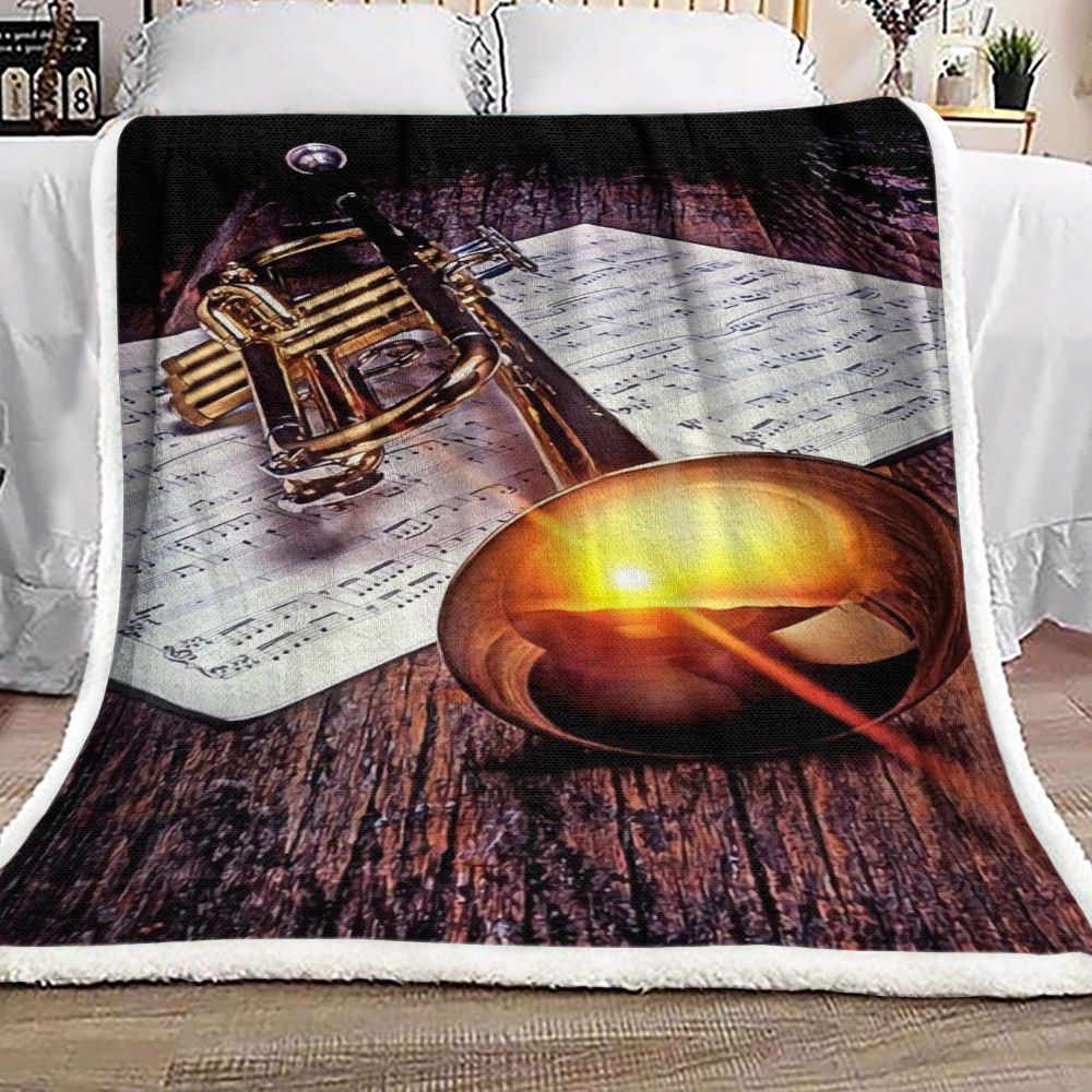 Trumpet Music Sheet Sherpa Fleece Blanket