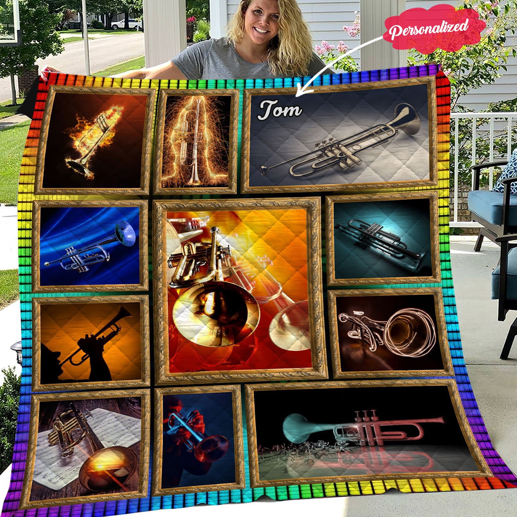 Trumpet Personalized Quilt Blanket HHH160650TH