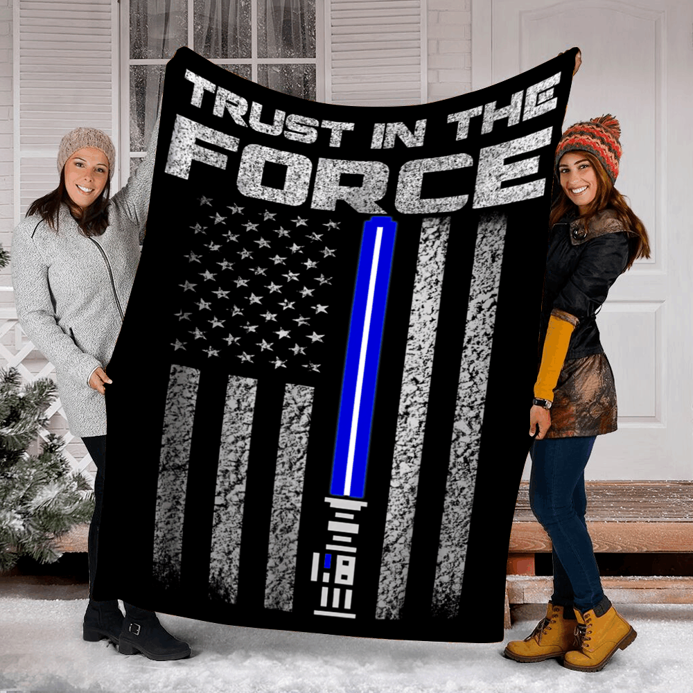 Trust In The Force Thin Blue Line Sherpa Fleece Blanket