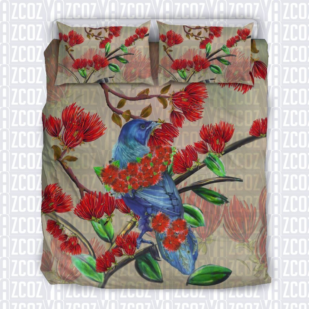 Tui Bird In Summer Pohutukawa Bedding Set