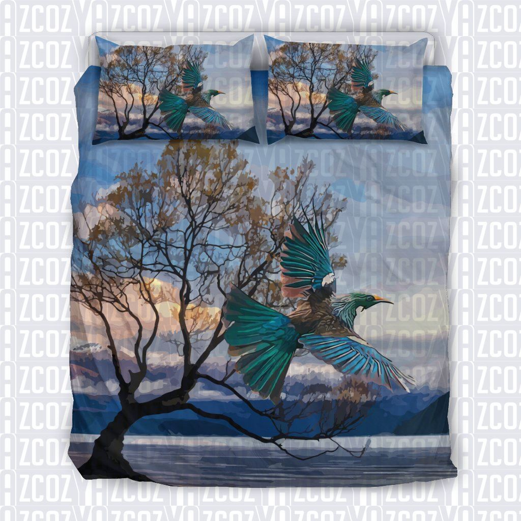 Tui Bird In Wanaka Lake New Zealand Bedding Set