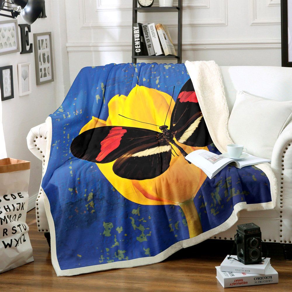 Tulip And Butterfly Sherpa Fleece Blanket