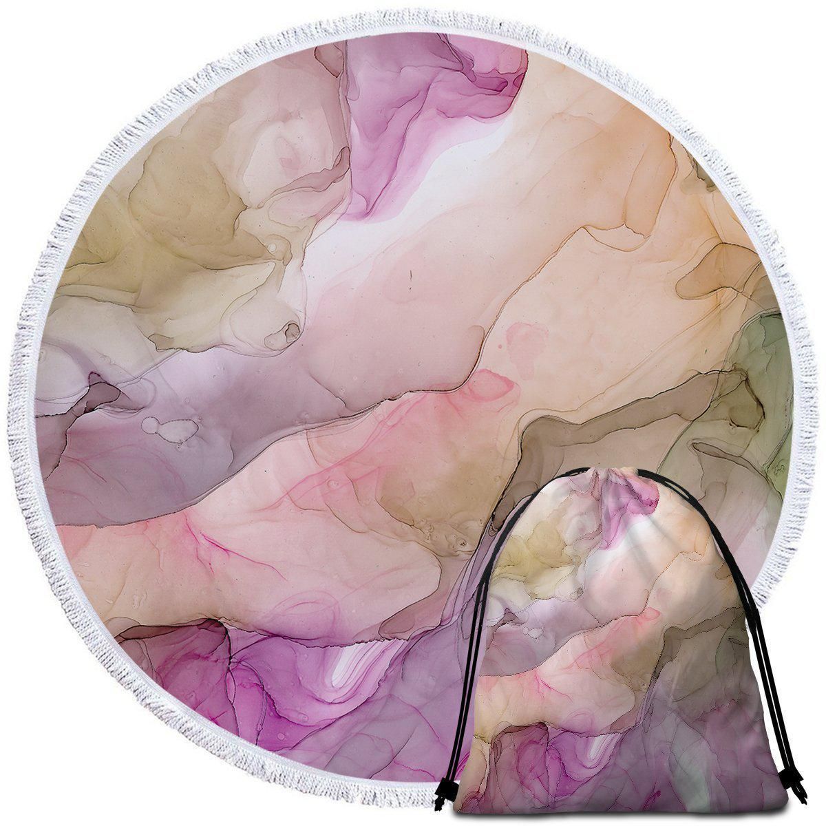 Tulum Flower Pattern Printed Round Beach Towel