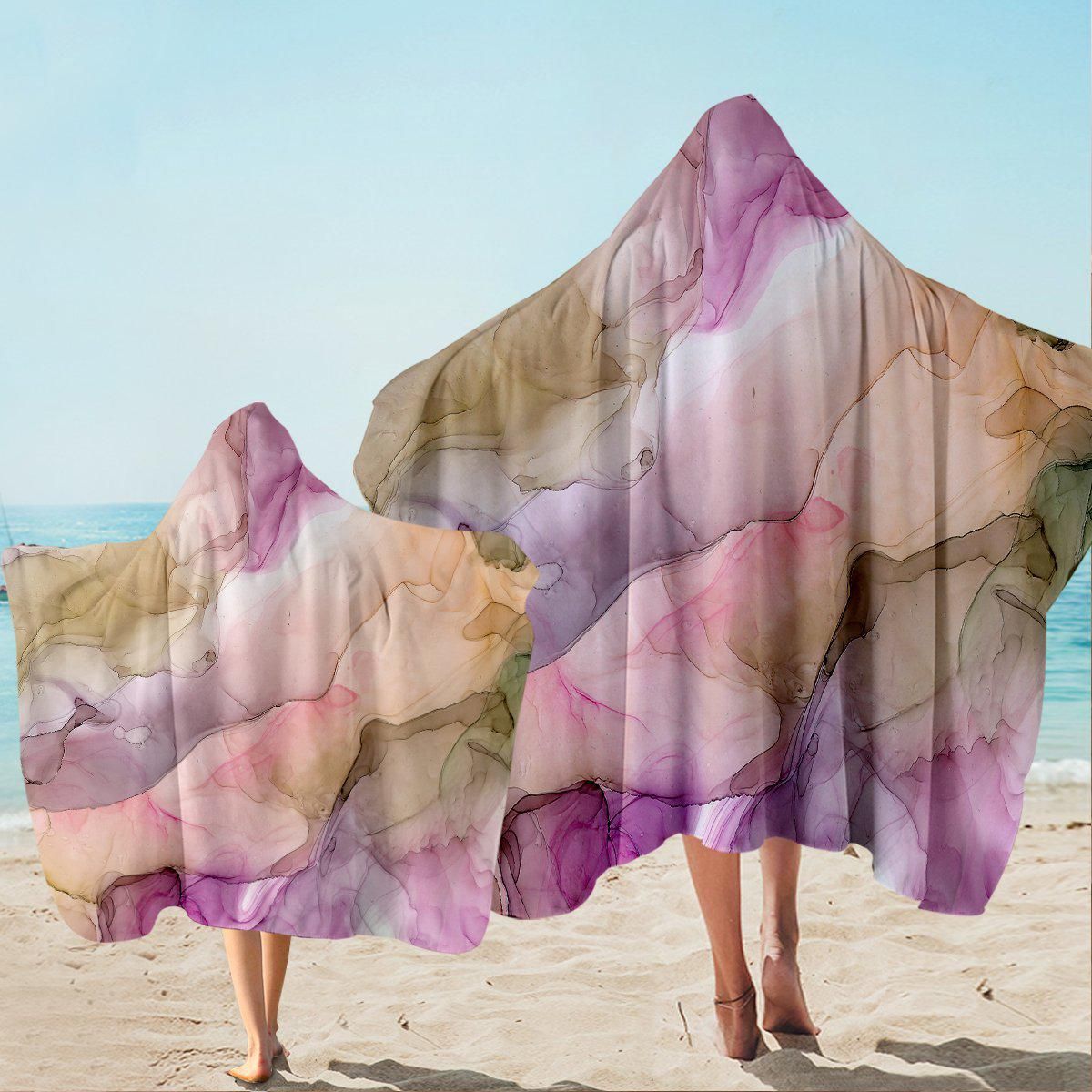 Tulum Purple Pattern Printed Hooded Towel