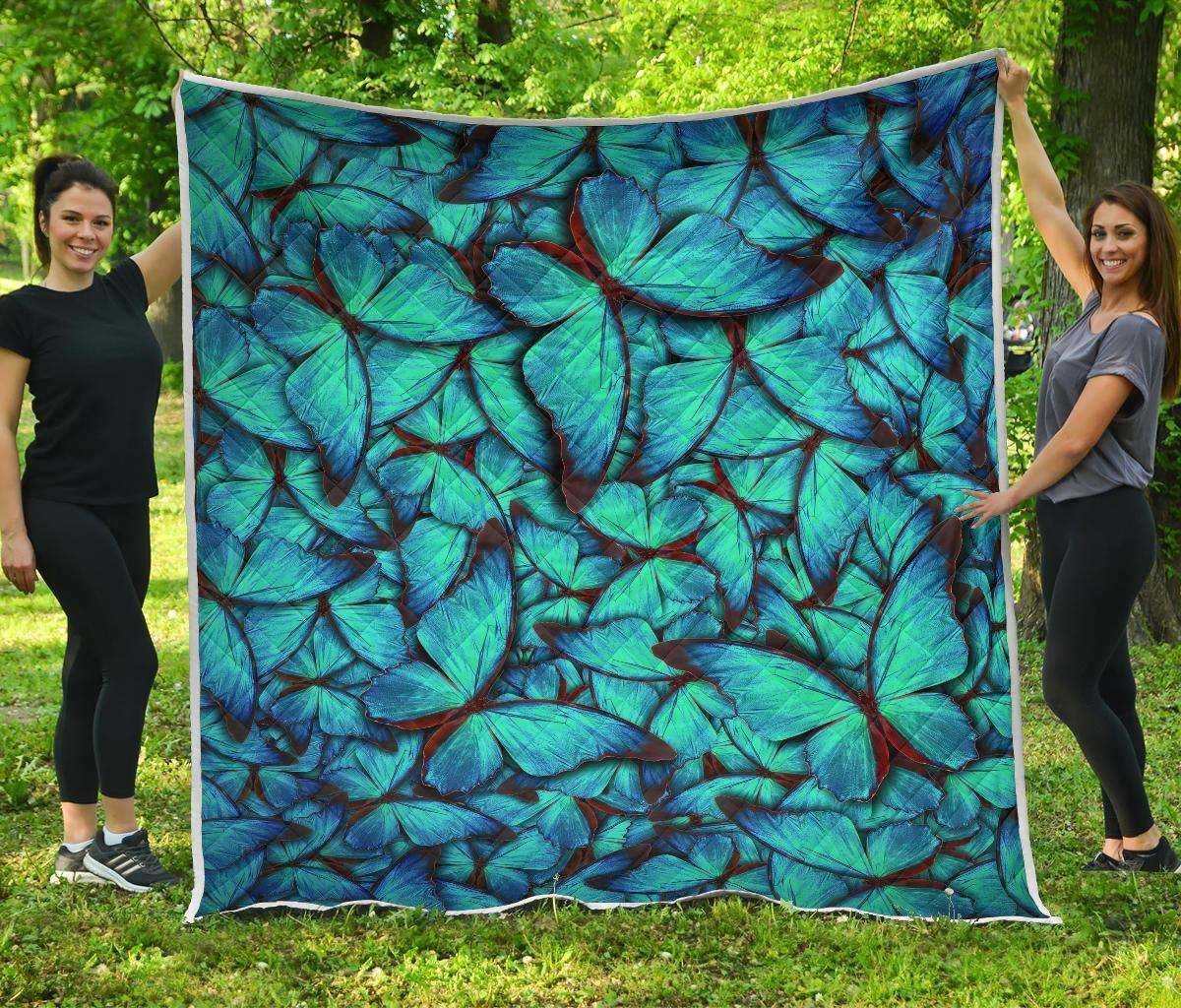 Turquoise Butterfly CL17100641MDQ Quilt Blanket