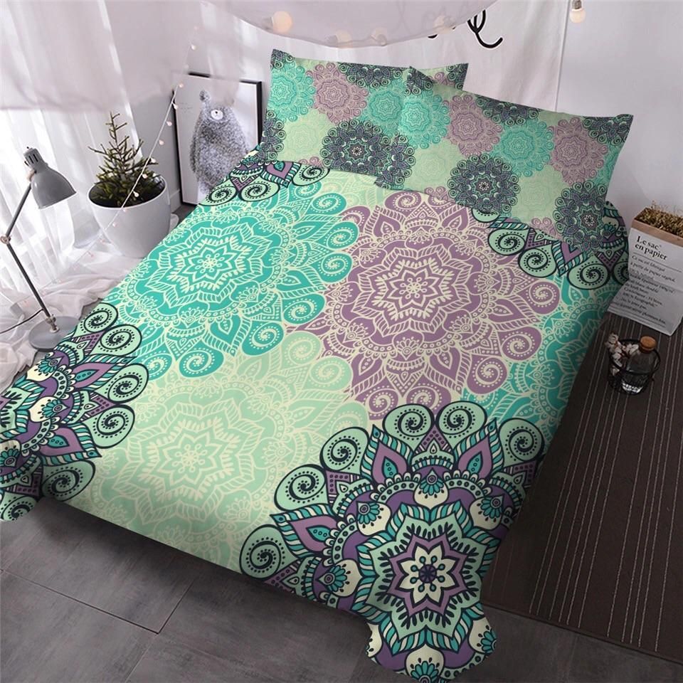 Turquoise Retro Mandala Bedding Set
