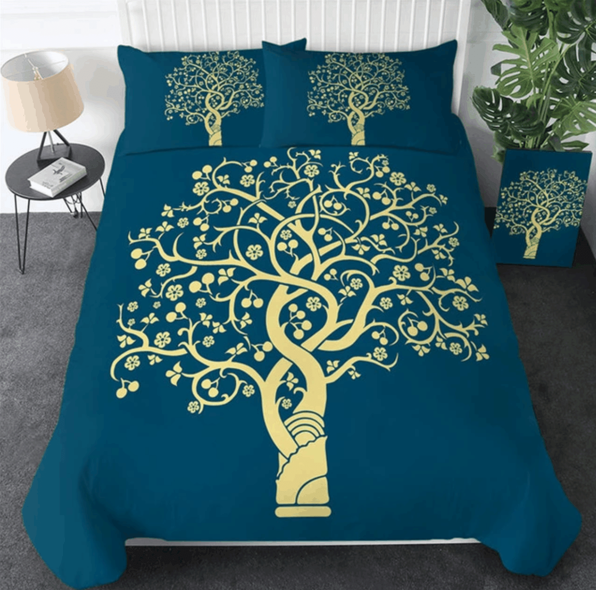 Turquoise Yellow Tree Bedding Set
