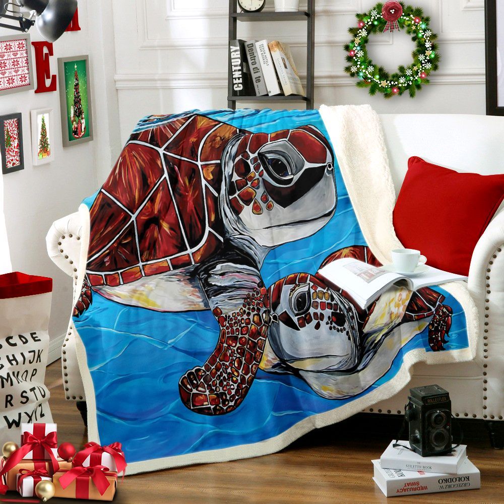 Turtle Sherpa Fleece Blanket