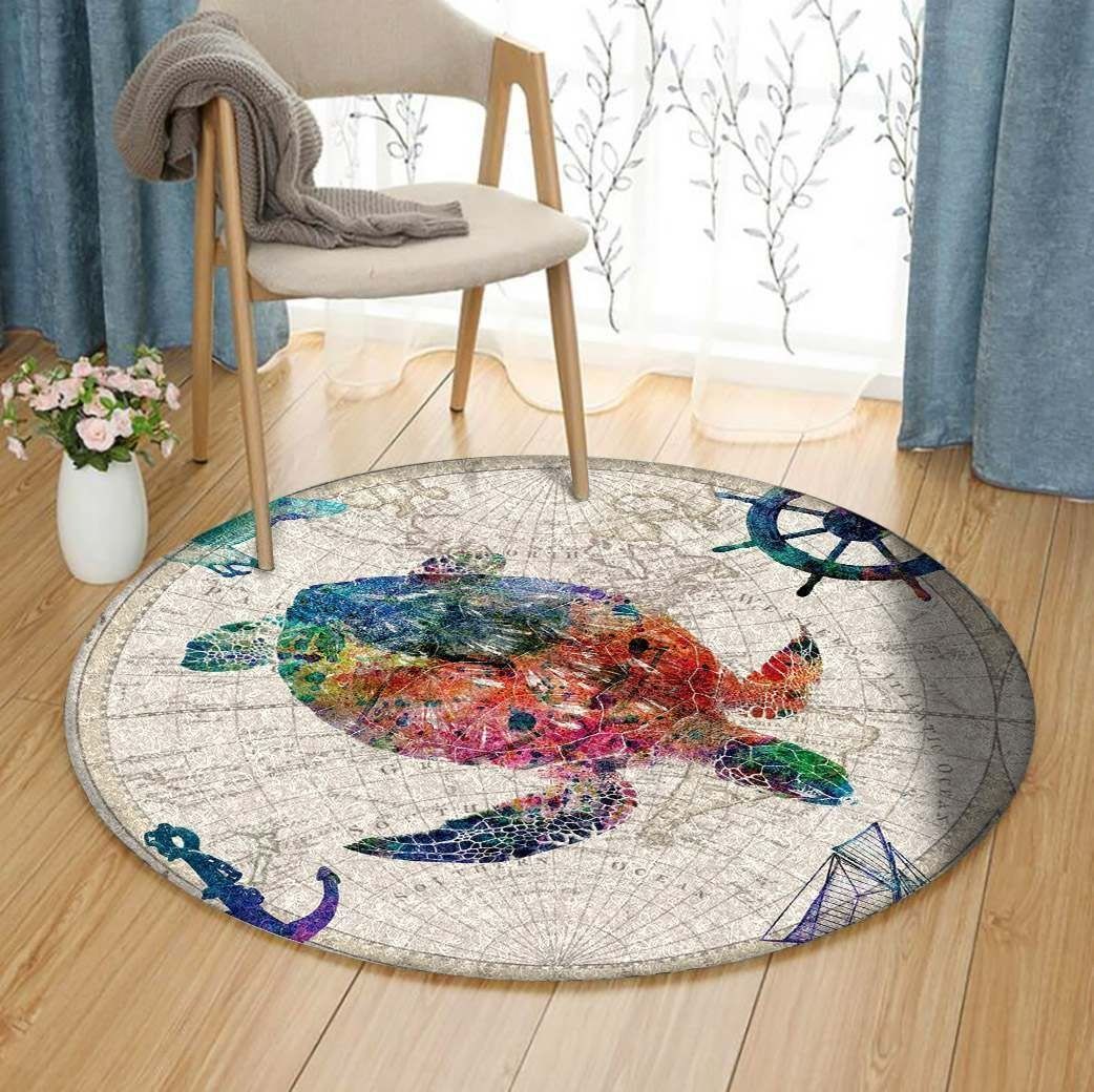 Turtle Anchor Round Carpet