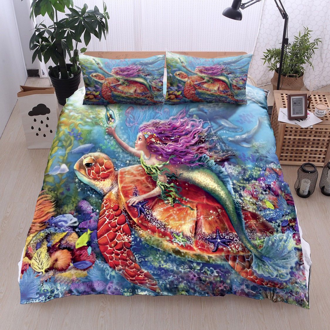 Turtle And Mermaid Bedding Set
