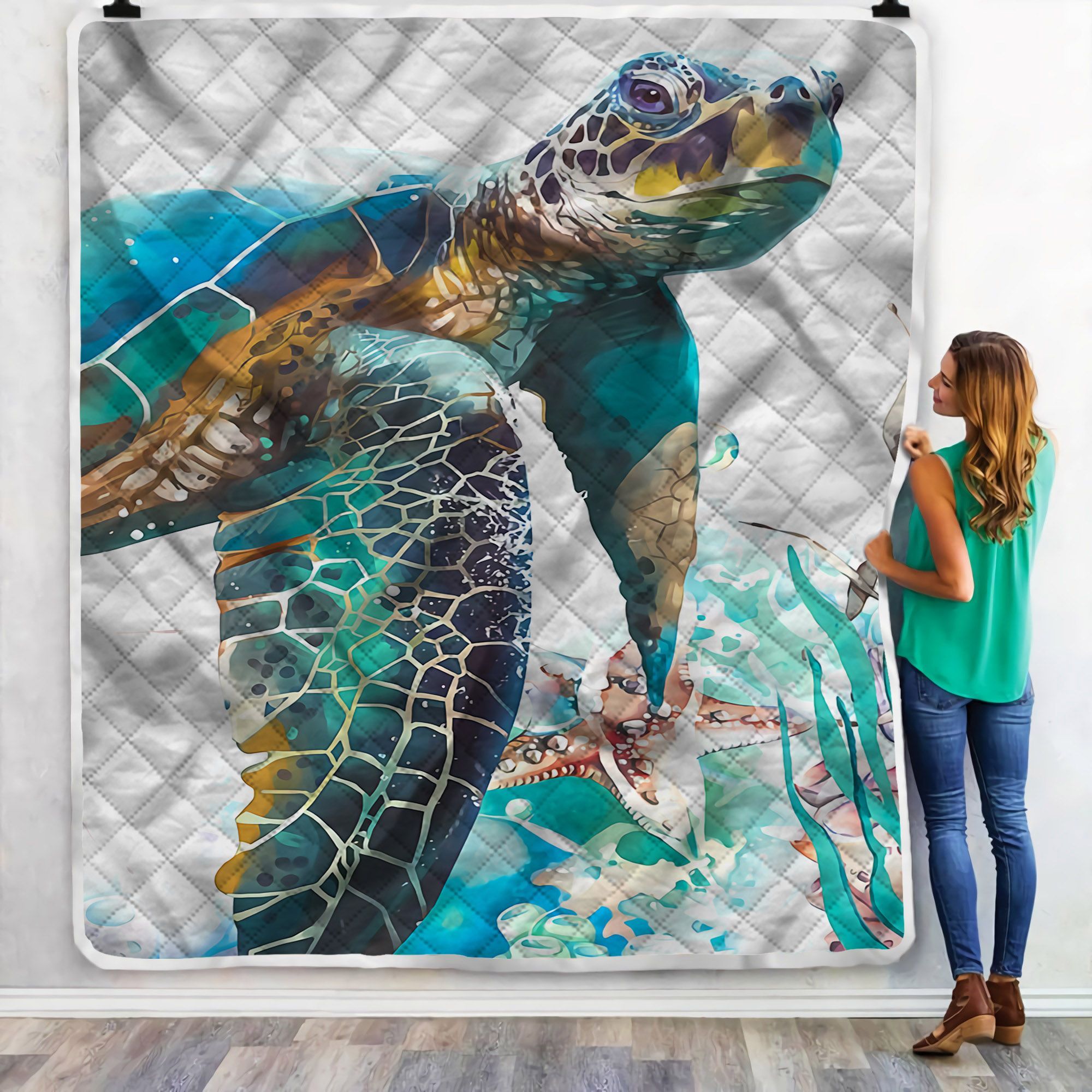 Turtle Art Sherpa Fleece Blanket