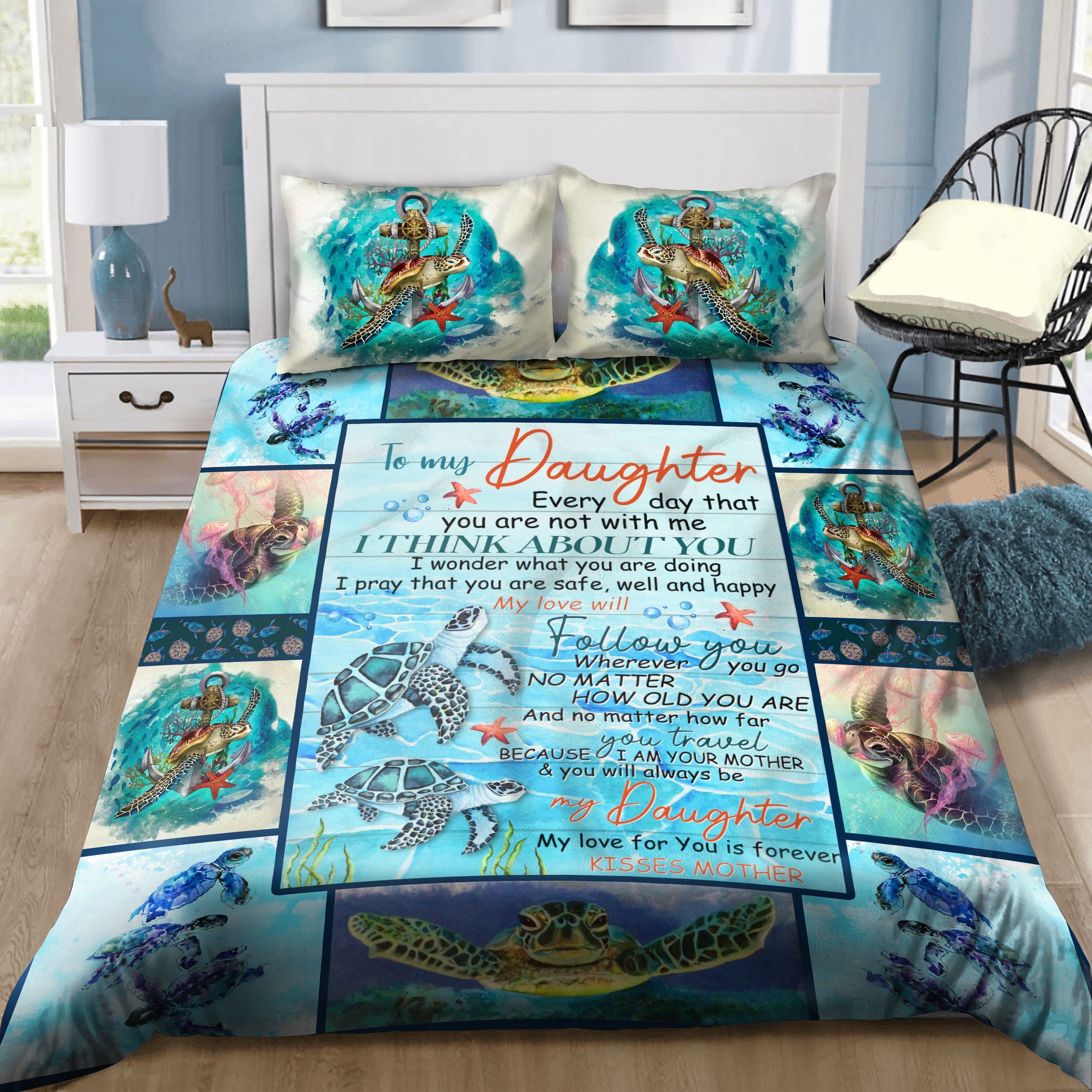 Turtle Beach Mom To My Daughter Bedding Set