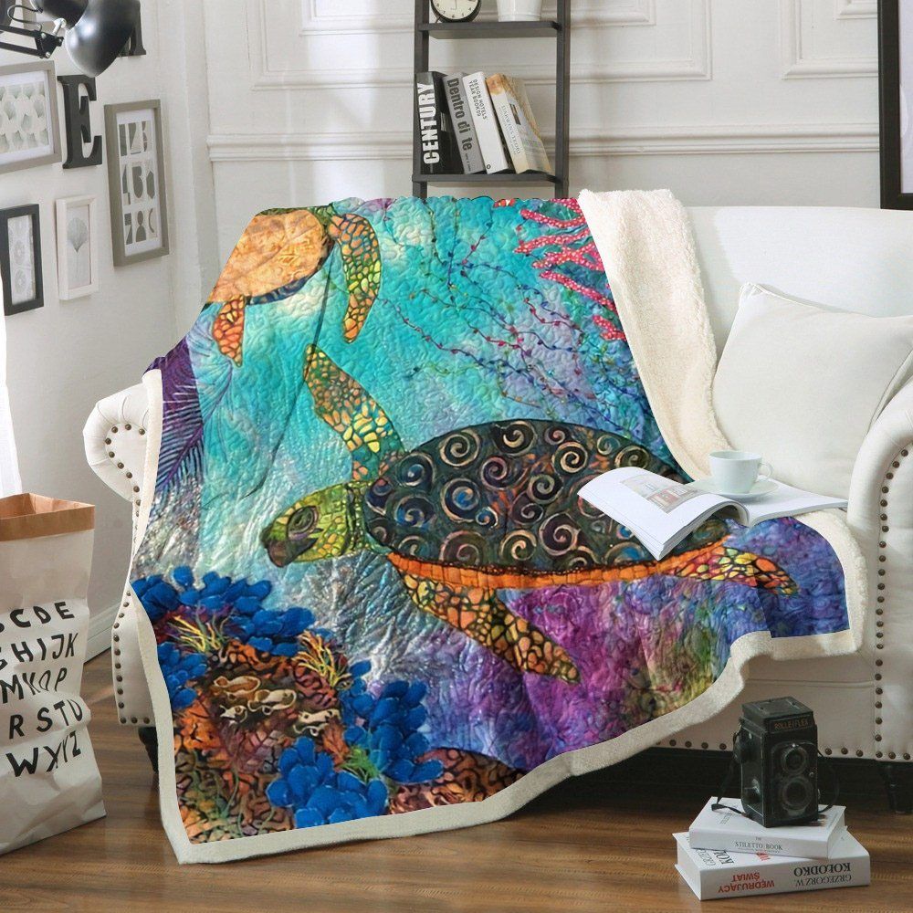Turtle Sherpa Fleece Blanket