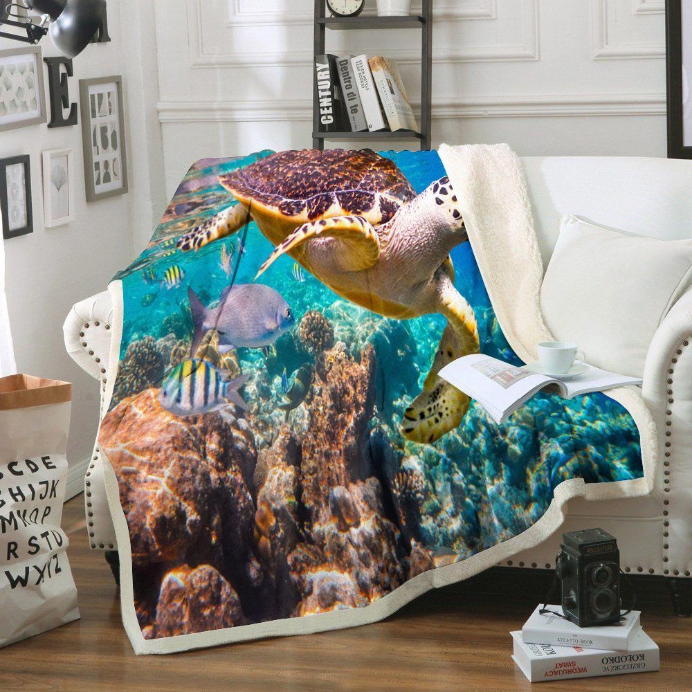 Turtle Sherpa Fleece Blanket