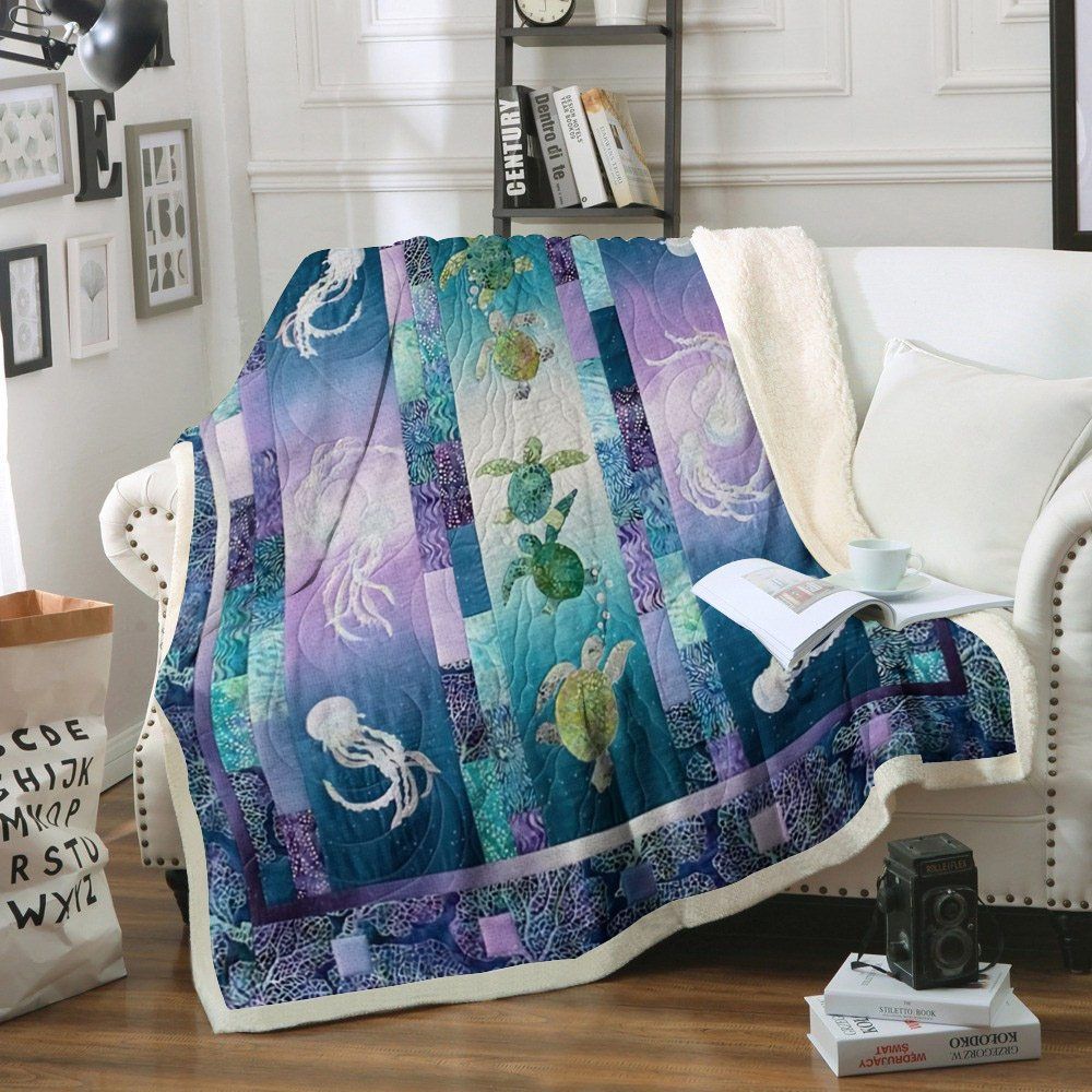 Turtle Sherpa Fleece Blanket