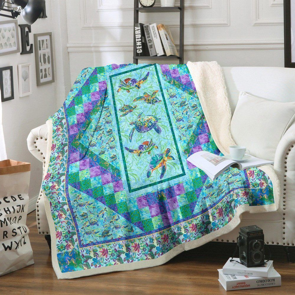 Turtle Sherpa Fleece Blanket
