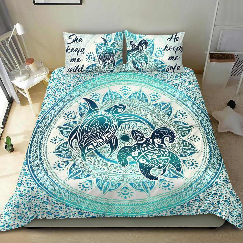 Turtle Blue Mandala Bedding Set