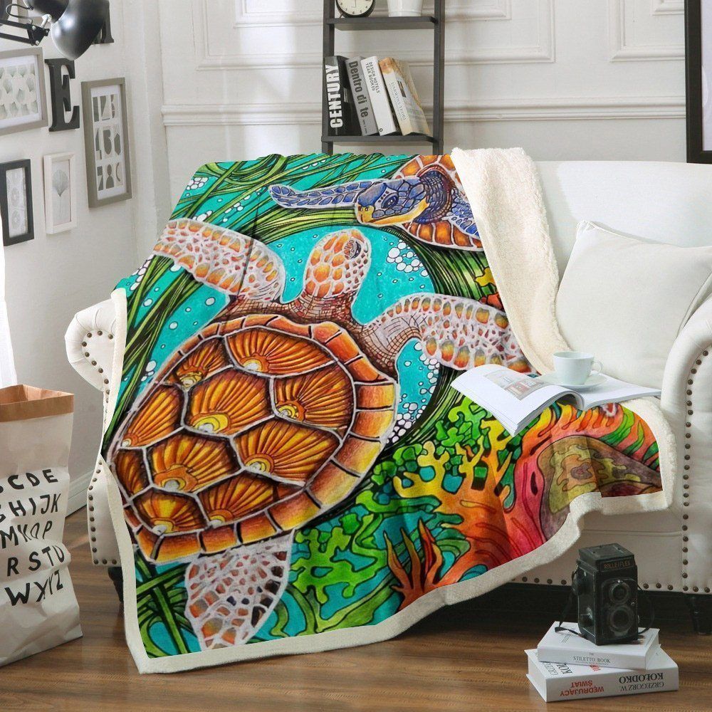 Turtle Sherpa Fleece Blanket
