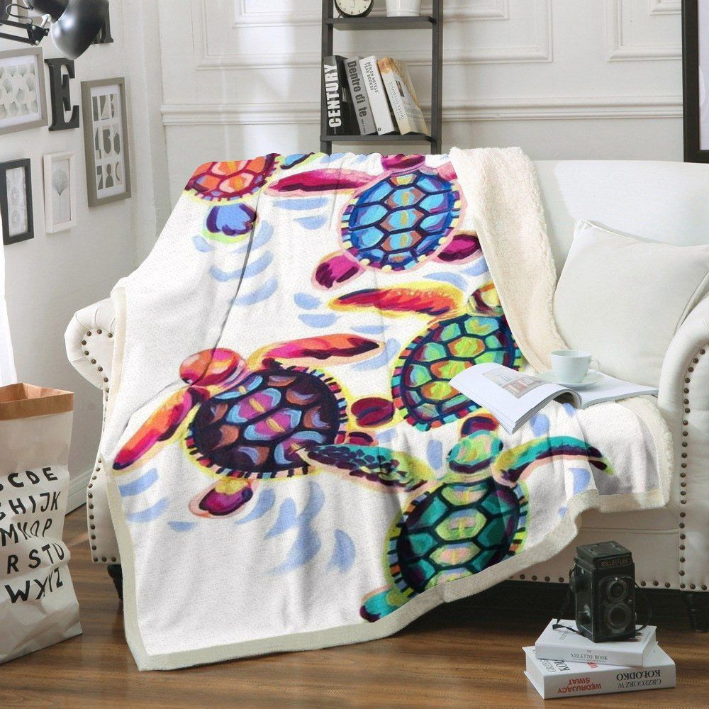 Turtle Sherpa Fleece Blanket