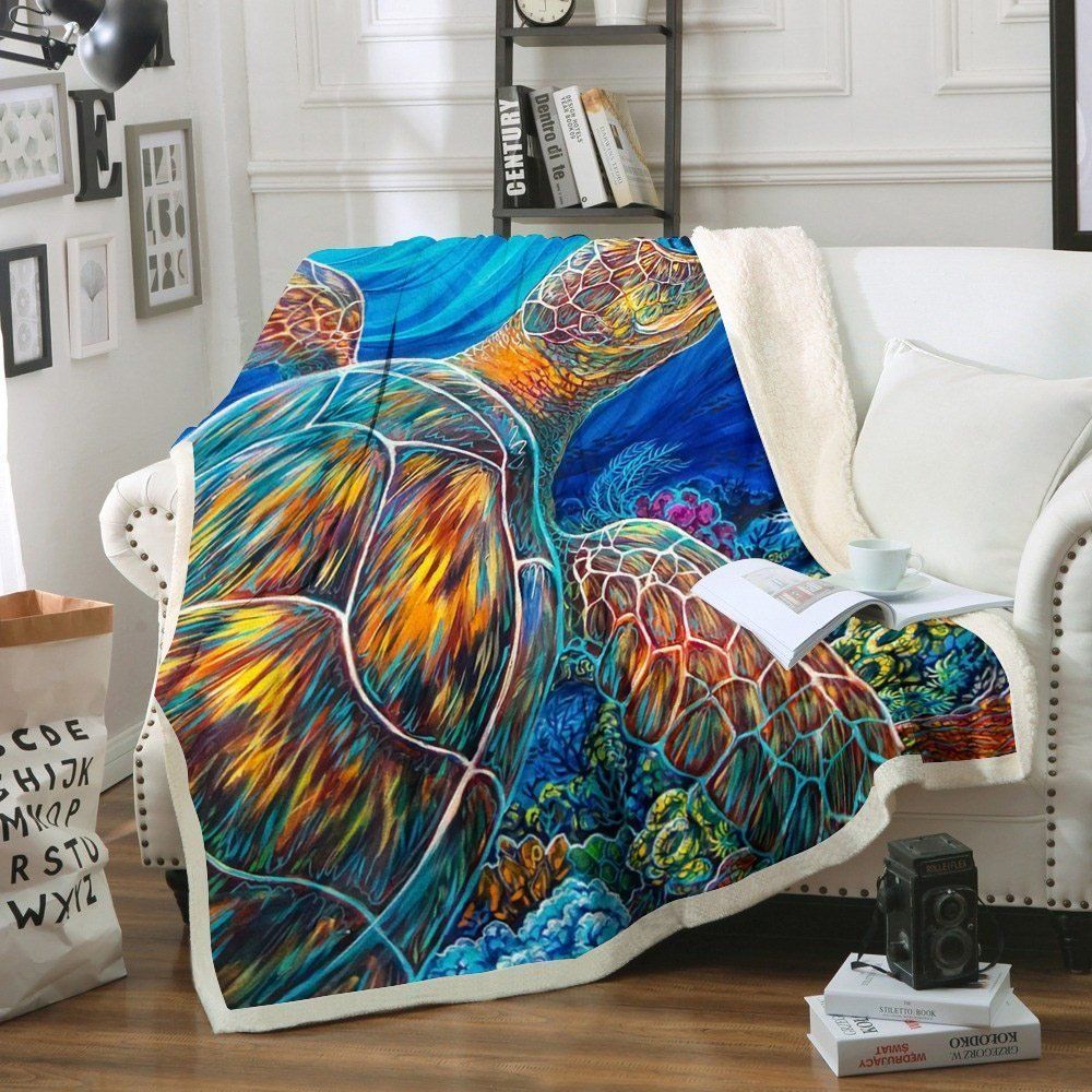 Turtle Sherpa Fleece Blanket