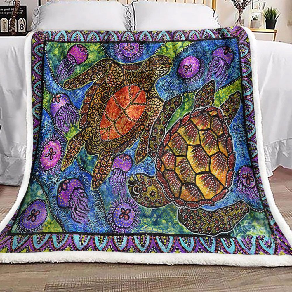 Turtle Sherpa Fleece Blanket