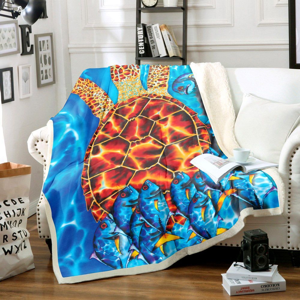 Turtle Sherpa Fleece Blanket