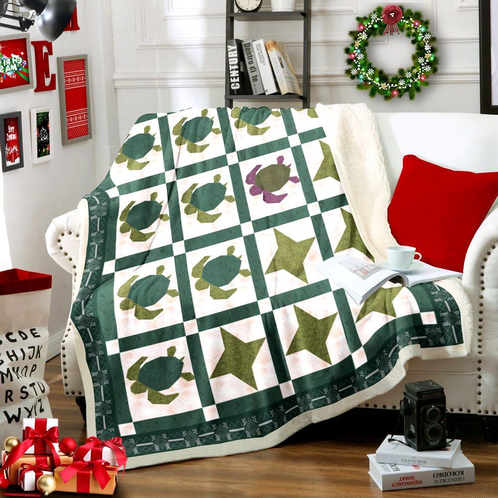 Turtle Sherpa Fleece Blanket
