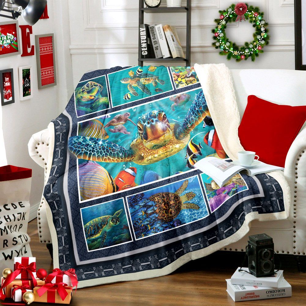 Turtle Sherpa Fleece Blanket