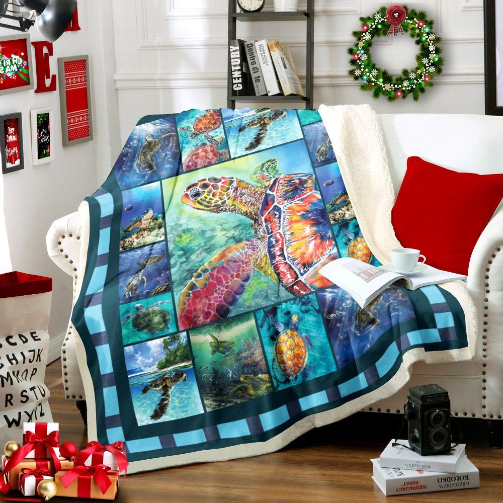 Turtle Sherpa Fleece Blanket