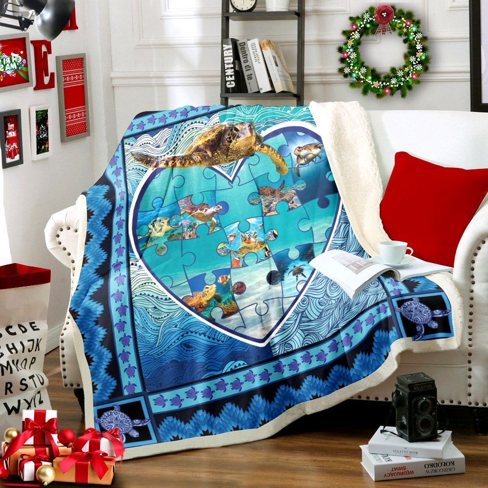 Turtle Sherpa Fleece Blanket