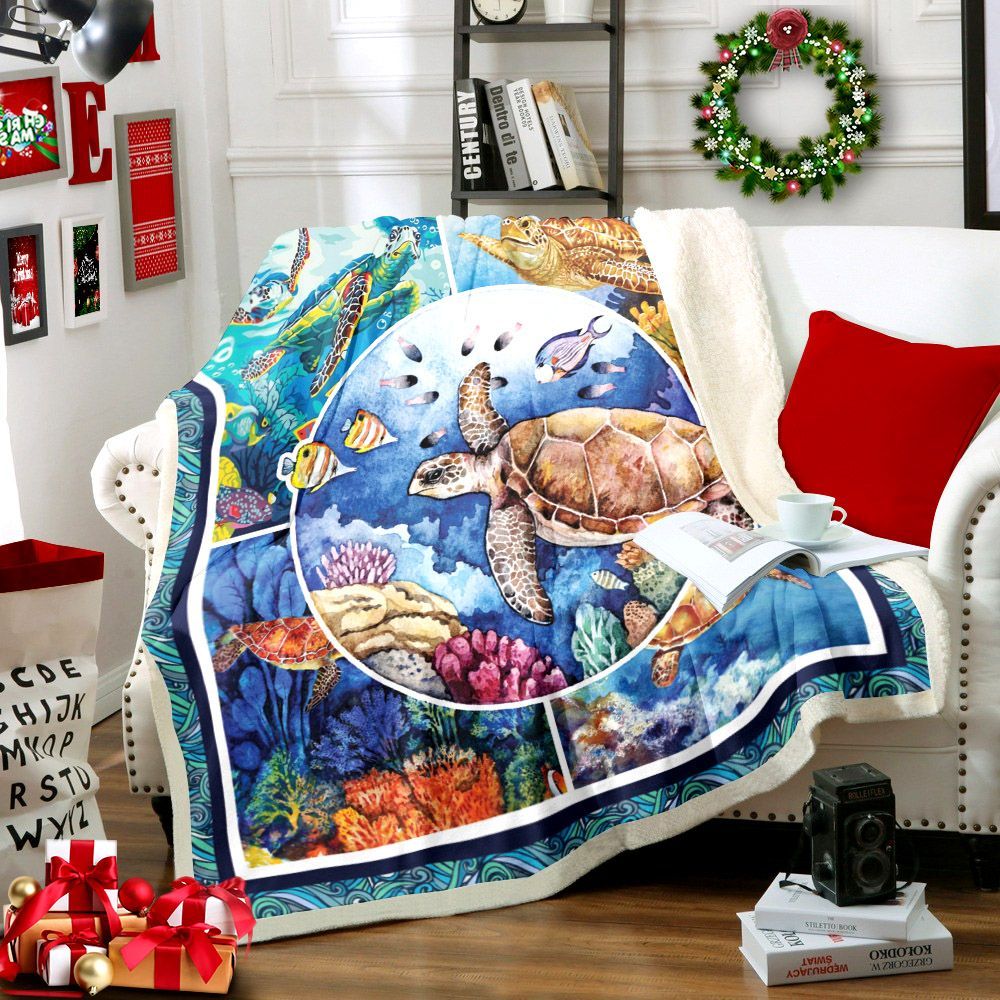 Turtle Sherpa Fleece Blanket