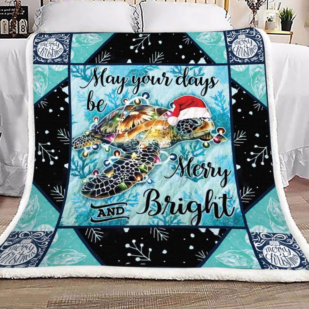 Turtle Christmas Sherpa Fleece Blanket