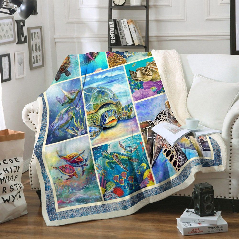 Turtle Sherpa Fleece Blanket