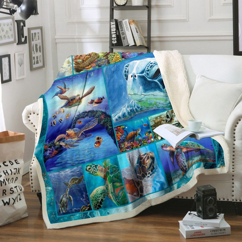 Turtle Sherpa Fleece Blanket
