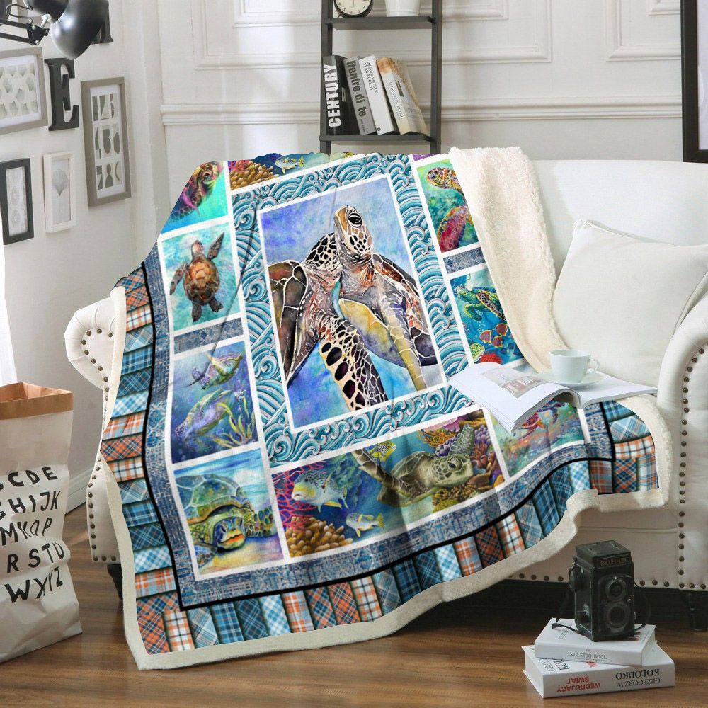 Turtle Sherpa Fleece Blanket