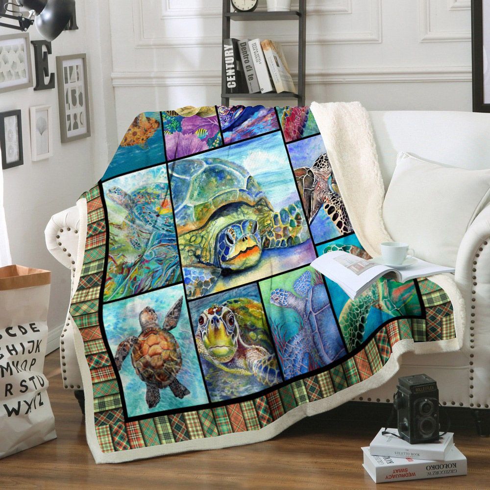 Turtle Sherpa Fleece Blanket