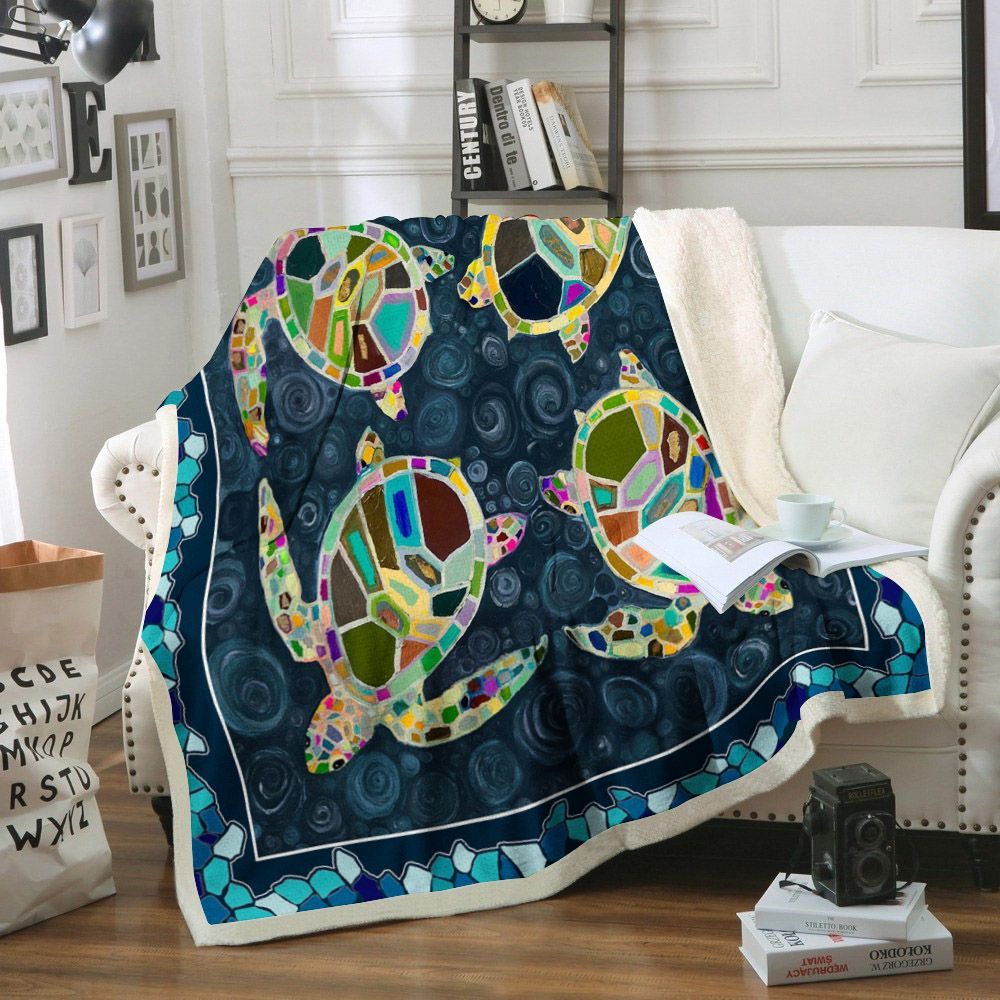 Turtle Sherpa Fleece Blanket