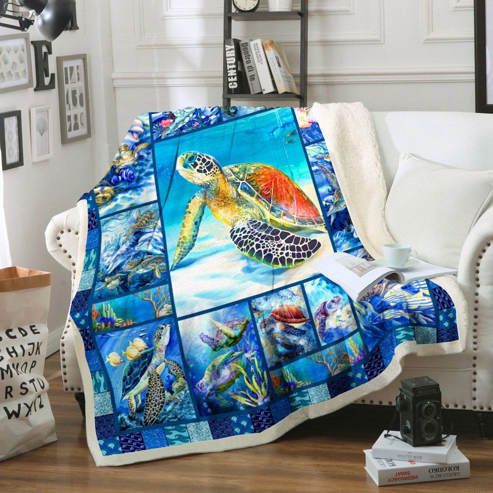 Turtle Sherpa Fleece Blanket
