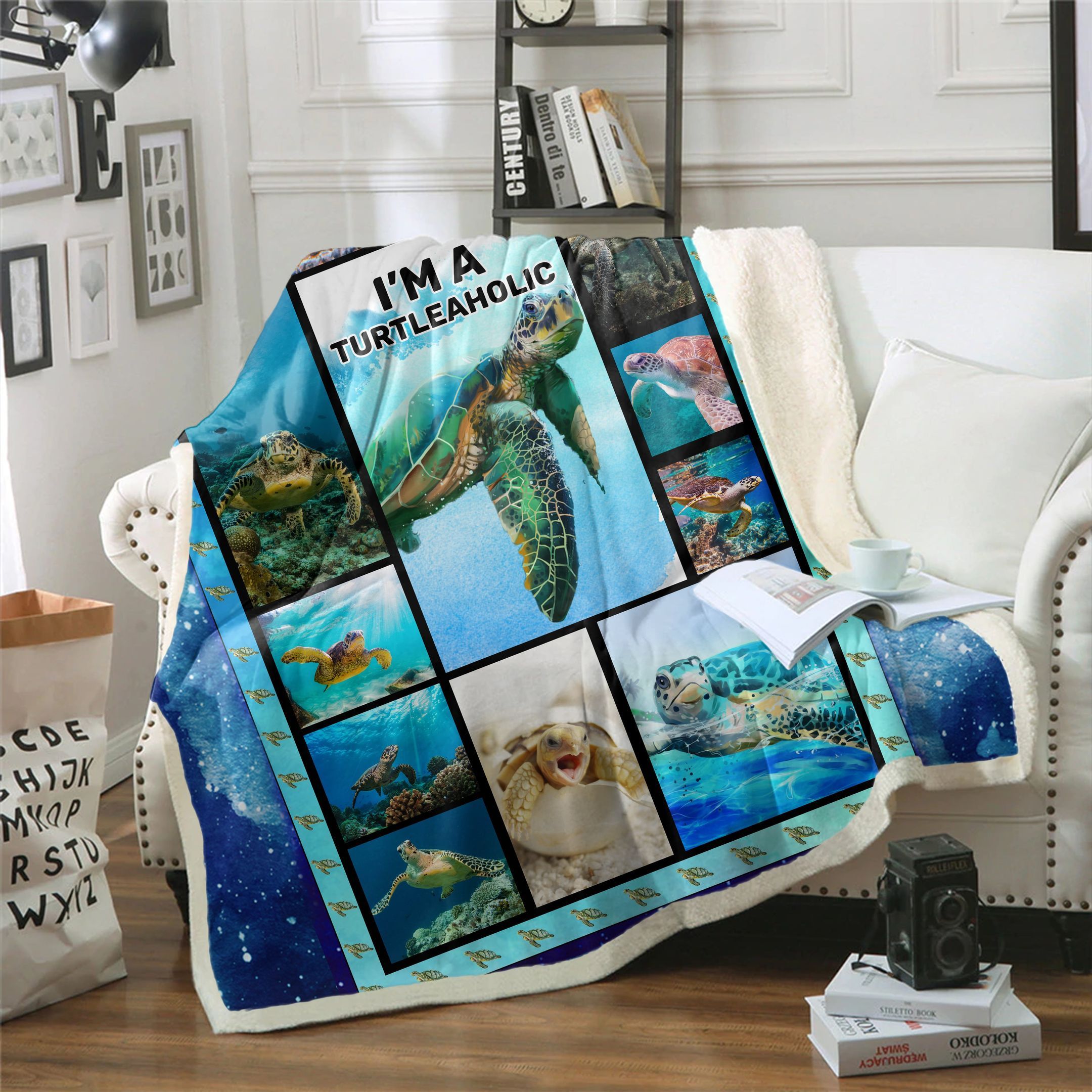 Turtle Sherpa Fleece Blanket
