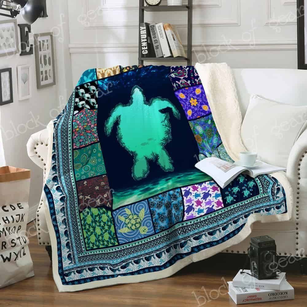 Turtle Sherpa Fleece Blanket
