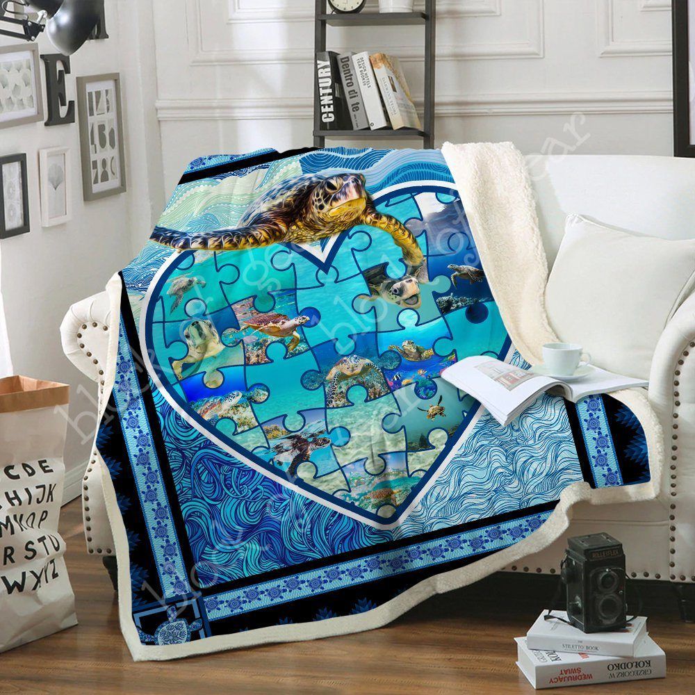 Turtle Sherpa Fleece Blanket