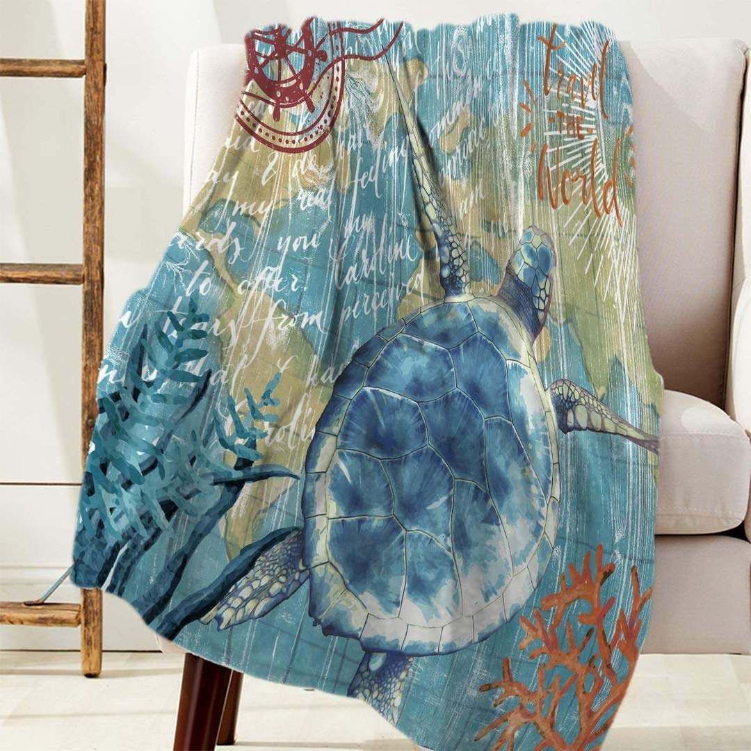 Turtle Sherpa Fleece Blanket