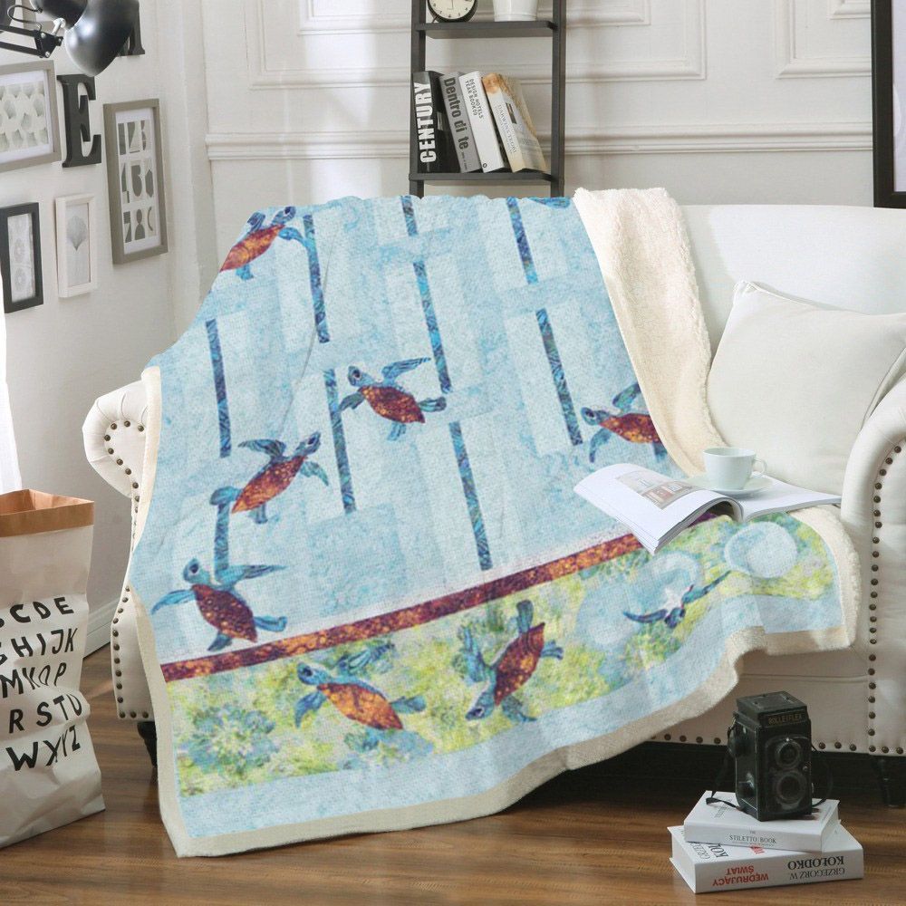 Turtle Sherpa Fleece Blanket